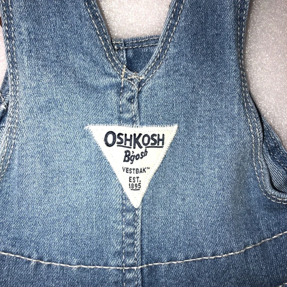 Oshkosh Baby Girl Floral Print Denim Jumper Overall Dress Size 6‎ Months NEW